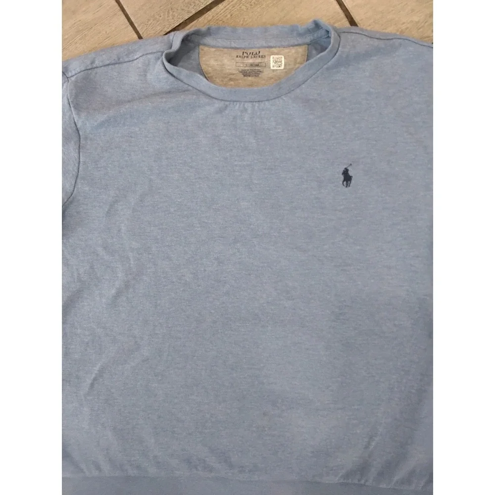 Polo Ralph Lauren Mens Crewneck Sweatshirt Blue Heathered Cotton‎ Blend Large
